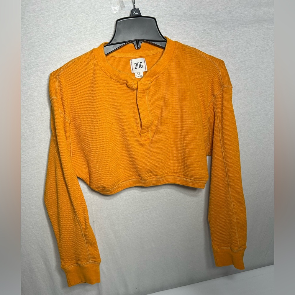 BDG Mustard Waffle Knit Crop Top Small S